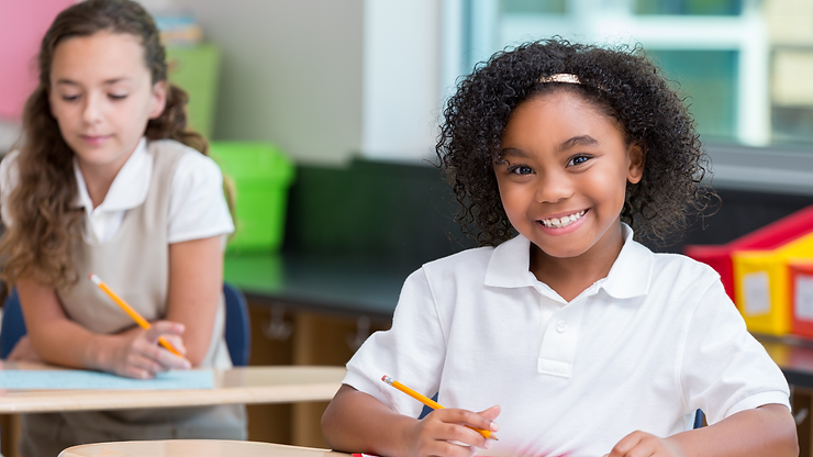 Students at their desk in a private school